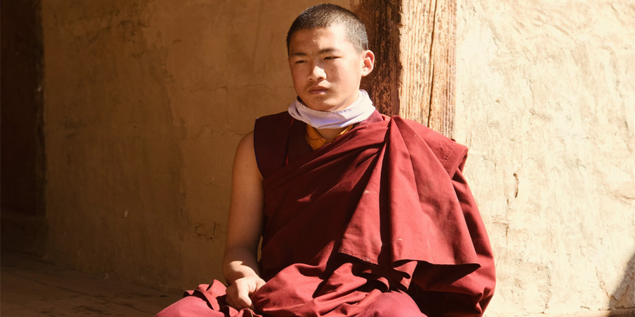 Monk at Tamzhing Lhakhang in Bumthang 